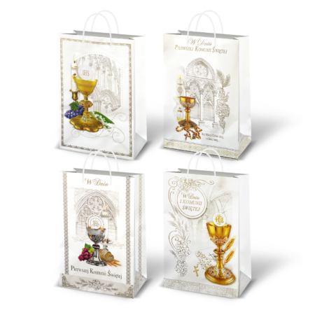 Torebki ozdobne z okazji Pierwszej Komunii Świętej.