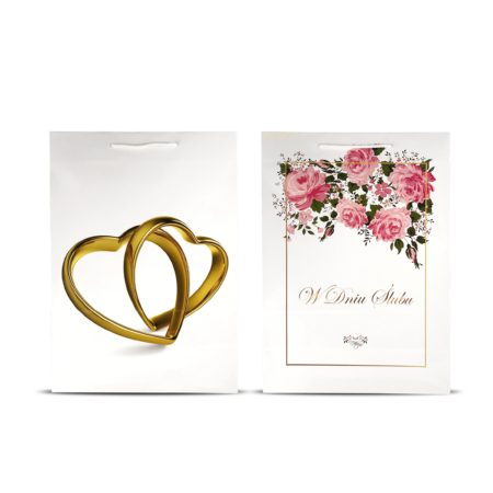 Torebki ozdobne prezentowe ślubne białe w różne wzory.