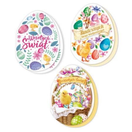 Karnet Wielkanocny Świecki brokatowy w formacie B6.