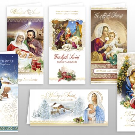 Kartki bożonarodzeniowe, różne warianty.