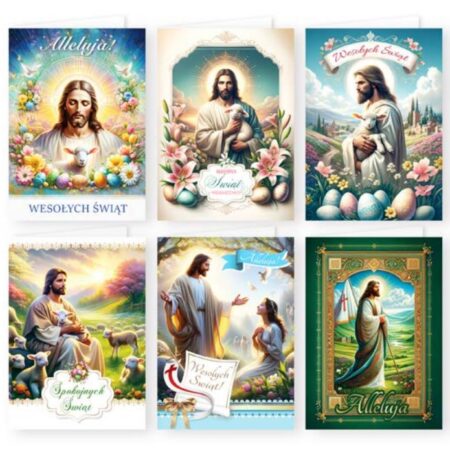 Karnet Wielkanocny Świecki złocony.