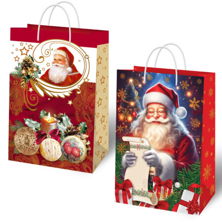 Torebki ozdobne świąteczne ze Świętymi Mikołajami.