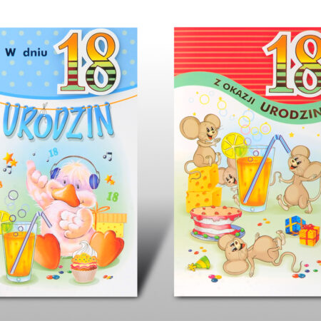 Kartki ozdobne z okazji 18 urodzin.