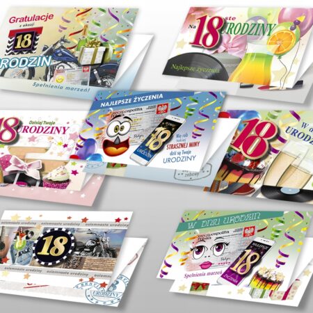 Mix kartek na osiemnaste urodziny w formie listu z doklejanym elementem dla dziewczyny i chłopaka