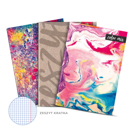 Zeszyty z różnokolorowymi okładkami.