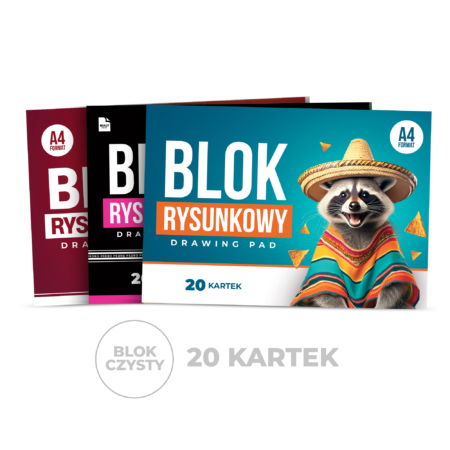 Blok rysunkowy 20 kartkowy w formacie A4 z szopem praczem Pedro.