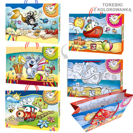 Torebka ozdobna dziecięca średnia z kolorowanką.