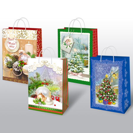 Torebki ozdobne świąteczne w różnych wariantach.