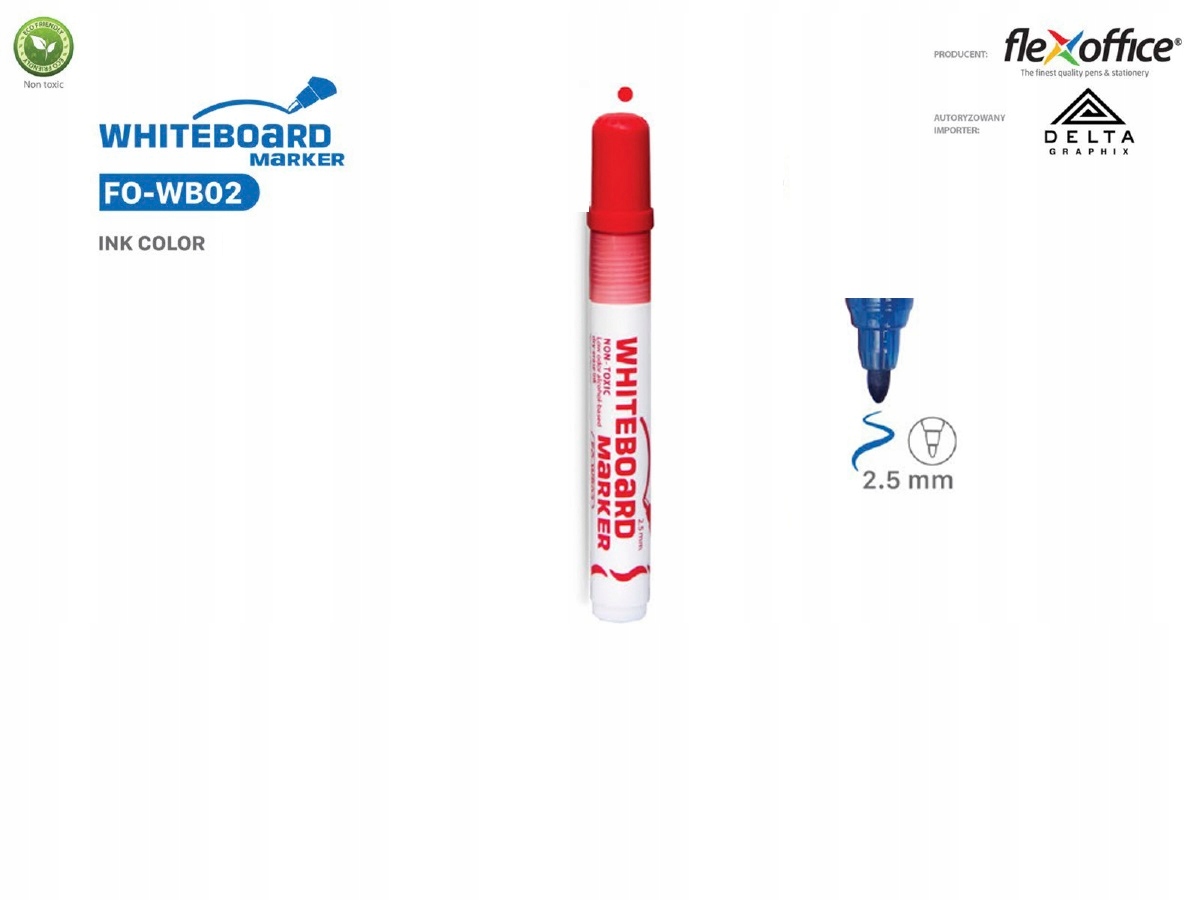 FlexOffice Marker sucho ścieralny Czerwony 2,5mm.