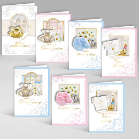Kartki pamiątkowe z okazji Chrztu Świętego.