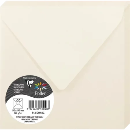 Koperty 14 x 14cm Krem z Masy Perłowej w kolorze kości słoniowej.
