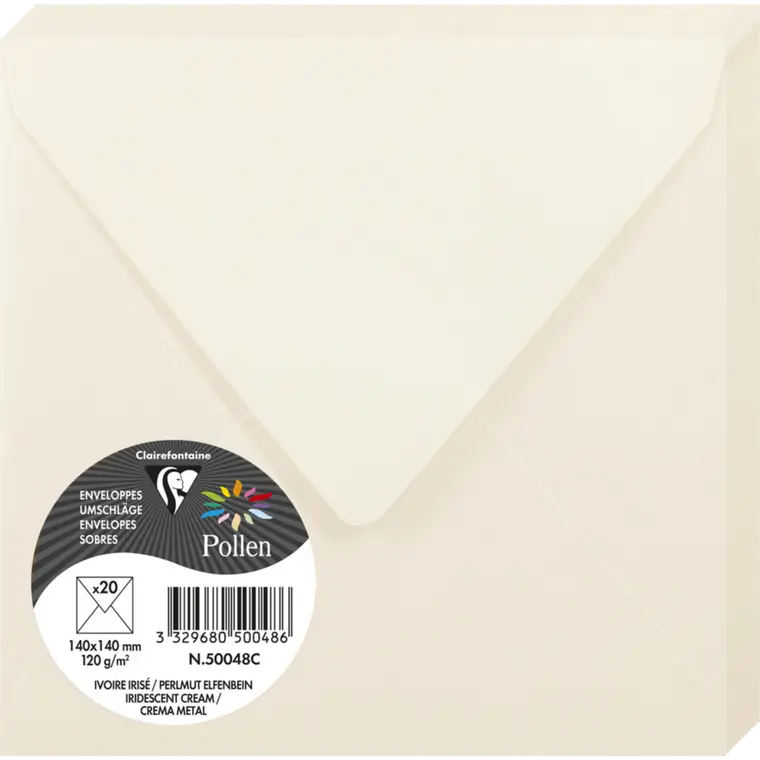 Koperty 14 x 14cm Krem z Masy Perłowej w kolorze kości słoniowej.