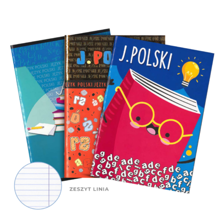 Zeszyty do języka polskiego w różnych wariantach.