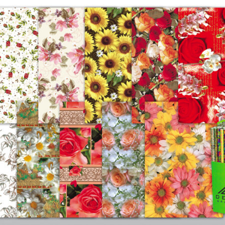 Mix papierów do pakowania prezentów kolorowy z motywami kwiatowymi