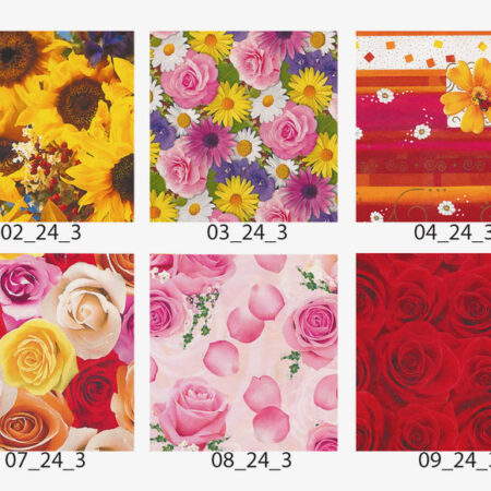 Mix papierów do pakowania prezentów kolorowy z motywem kwiatów