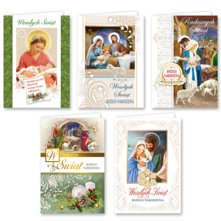 Kartki bożonarodzeniowe, różne warianty.