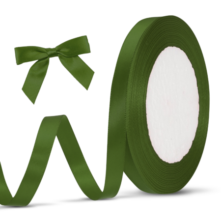 Wstążka rypsowa 1,2 cm x 25 y oliwkowa zieleń.