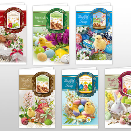 Kartki wielkanocne świeckie, różne warianty.