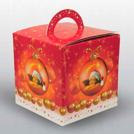 Pudełko świąteczne prezentowe czerwone z aniołkiem.