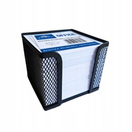 Przybornik organizer czarny biurowy z białymi karteczkami 95x95x80mm.