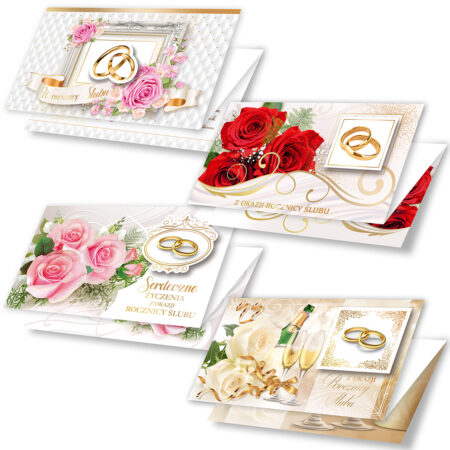 Kartki w formie składanego listu na okazję rocznicy ślubu.