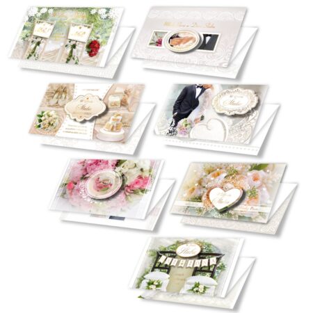 Kartki dla Młodej Pary w dniu ślubu w formie składanego listu.