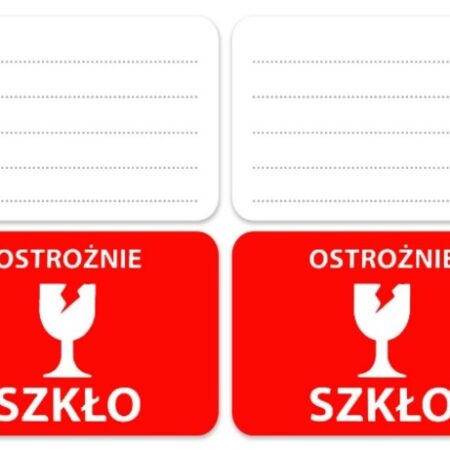 Etykiety samoprzylepne ostrożnie szkło.