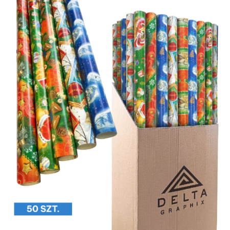 Papier prezentowy świąteczny ogólny mix, 50 sztuk.