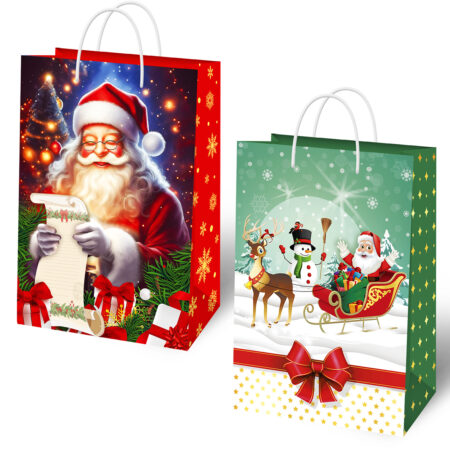 Torebki ozdobne świąteczne ze Świętymi Mikołajami.