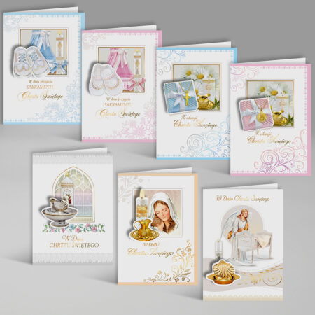 Kartki pamiątkowe z okazji Chrztu Świętego.