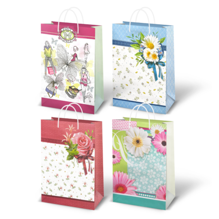 Torebki ozdobne z kobiecymi motywami.