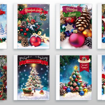 Kartki bożonarodzeniowe, różne warianty.