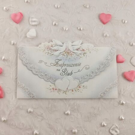 Zaproszenie na Ślub z gołębiami.