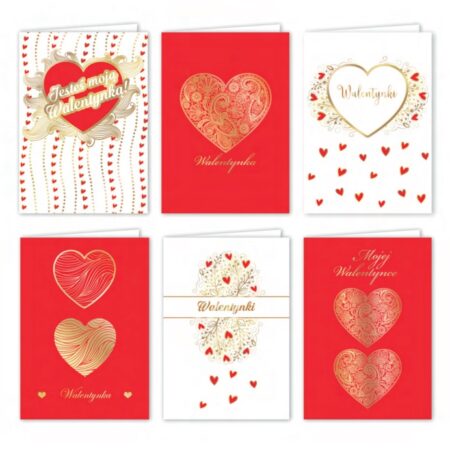Kartki ozdobne walentynkowe, różne warianty.