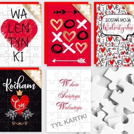 Kartki ozdobne walentynkowe, różne warianty.