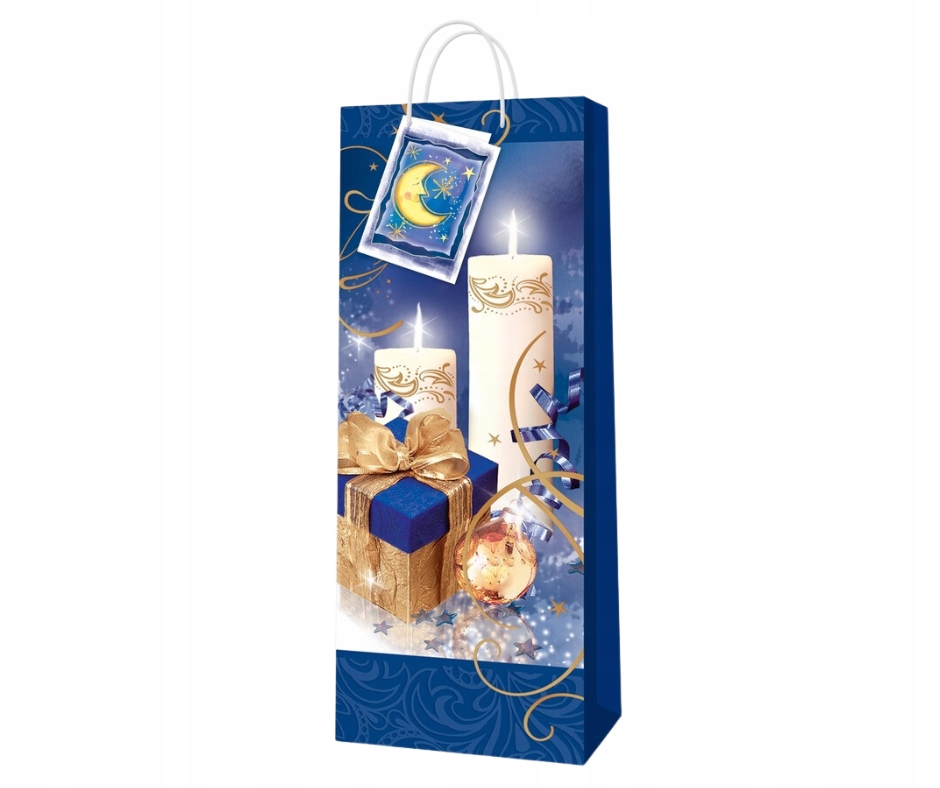 Torebka ozdobna bożonarodzeniowa, granatowa.