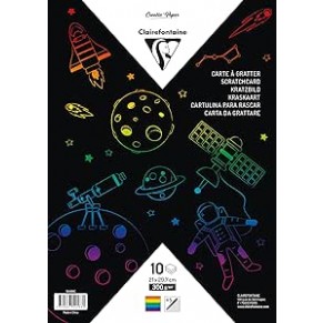 Obrazki Zdrapki A4 wraz z drewnianymi patyczkami 10 arkuszy Kolory Tęczy.