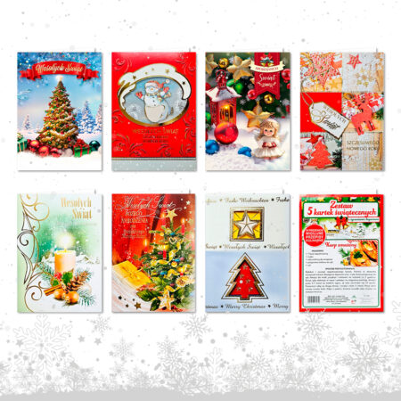 Kartki bożonarodzeniowe zestaw 5 sztuk, wigilijne przepisy.