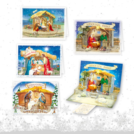 Kartki bożonarodzeniowe przestrzenne.