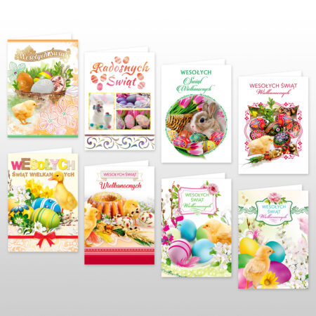 8 wzorów karnetów wielkanocnych, wzory świeckie mix
