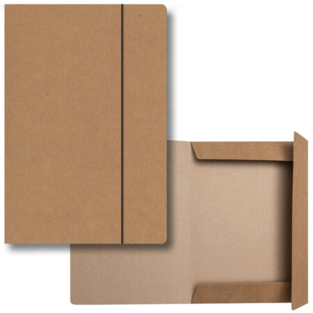 teczka z gumką kraft, po lewej teczka złożona po prawej w pełni rozłożona