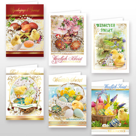 6 wzorów karnetów wielkanocnych, wzory świeckie mix