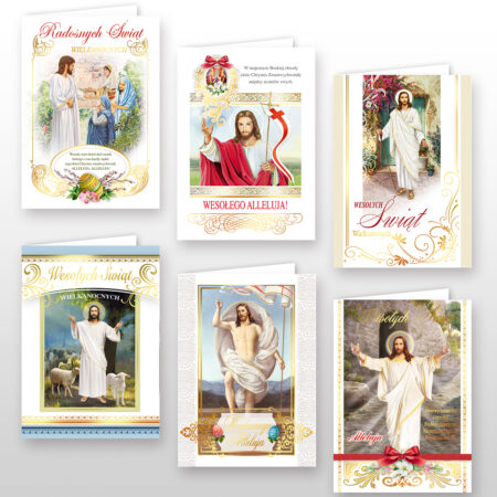 6 wzorów karnetów wielkanocnych, wzory religijne mix
