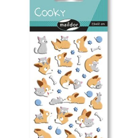 naklejki z pieskami corgi i kotkami.