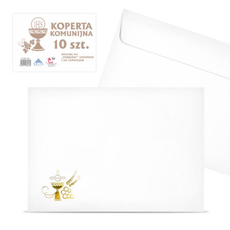 Zdjęcie przedstawia zestaw kopert komunijnych 10 sztuk.