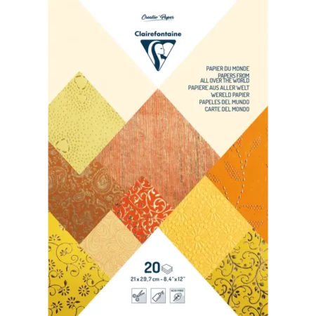 Papier Czerpany - Blok - 20 Arkuszy - Żółty/Pomarańczowy