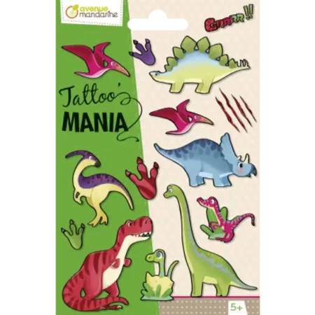 Zdjęcie przedstawia Tatuaże Zmywalne - 1 arkusz z 10 sztukami - Dinozaury