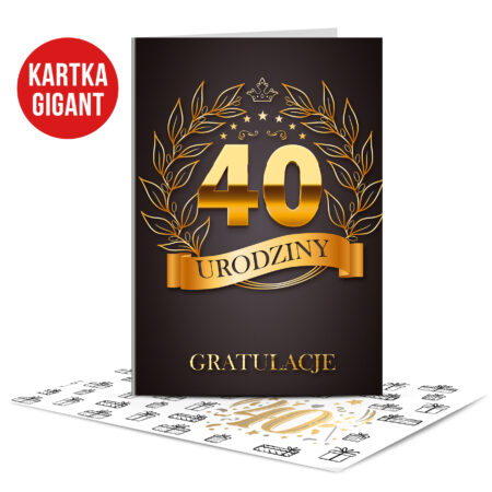 Karnet Urodzinowy 40 LAT złoto-czarny