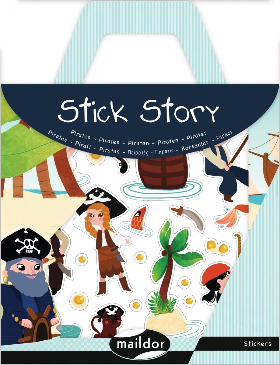 Zestaw naklejek Maildor „Stick Story” z motywem piratów, palm i skarbów