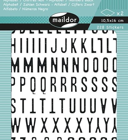 Czarne Naklejki - Alfabet/Cyfry - 2 Arkusze - 228 Naklejek